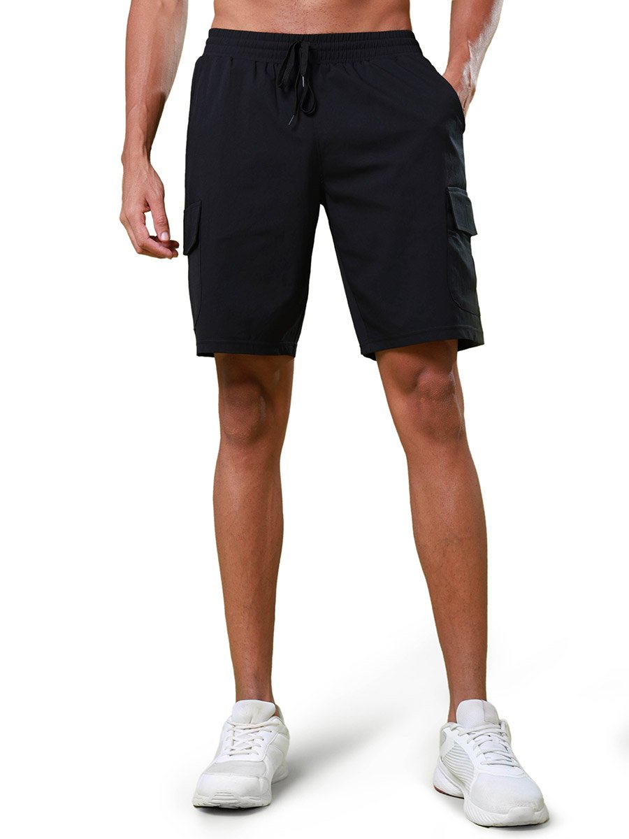Solid Slim Fit Cargo Shorts with TS FLEXI