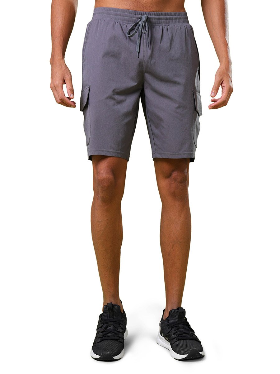 Solid Slim Fit Cargo Shorts with TS FLEXI