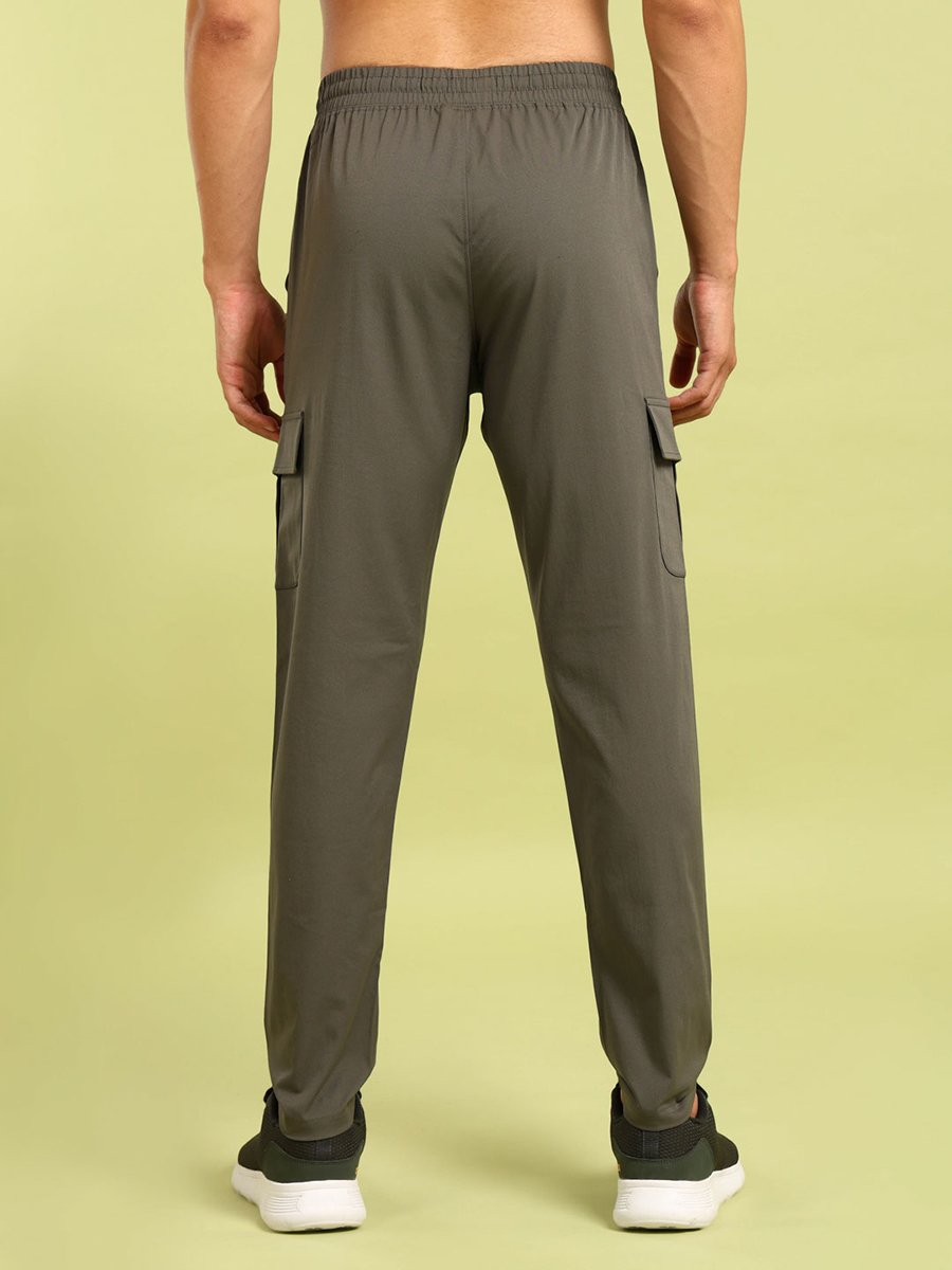 Men Solid Slim Fit Cargo Track Pants with TS FLEXI