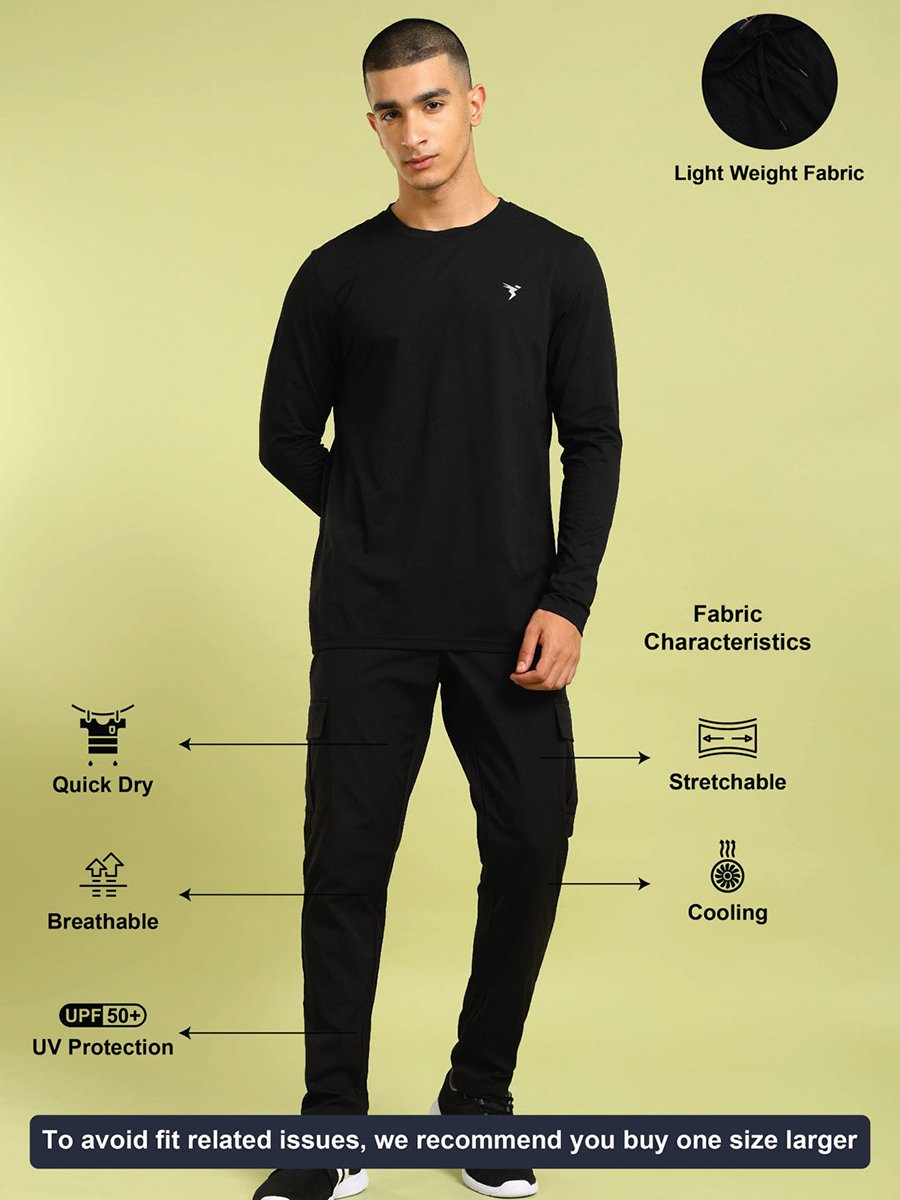 Men Solid Slim Fit Cargo Track Pants with TS FLEXI