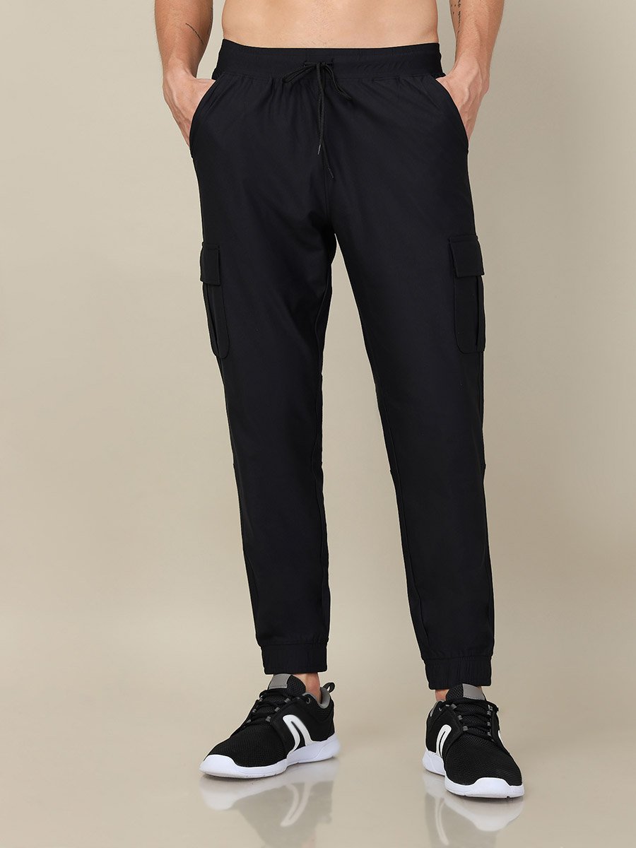 Men Solid Slim Fit Cargo Track Pants with DURACOOL+
