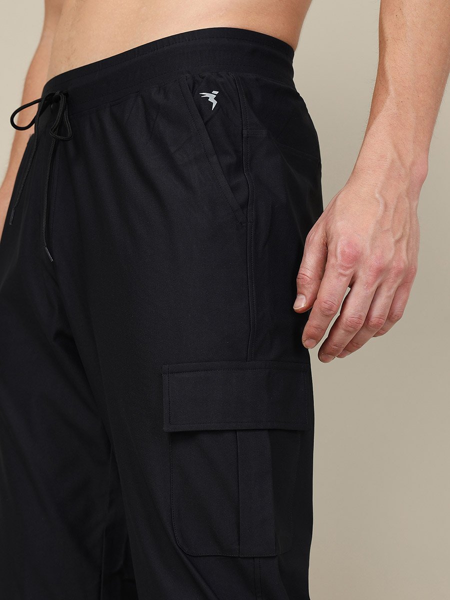 Men Solid Slim Fit Cargo Track Pants with DURACOOL+