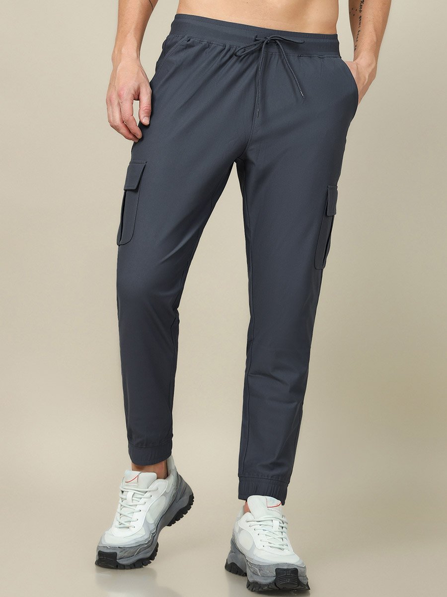 Men Solid Slim Fit Cargo Track Pants with DURACOOL+