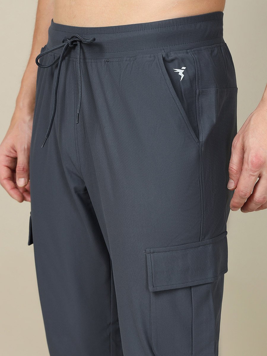 Men Solid Slim Fit Cargo Track Pants with DURACOOL+