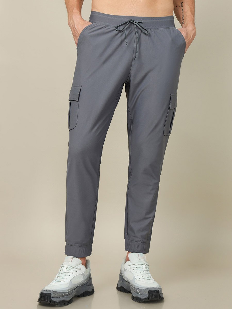 Men Solid Slim Fit Cargo Track Pants with DURACOOL+
