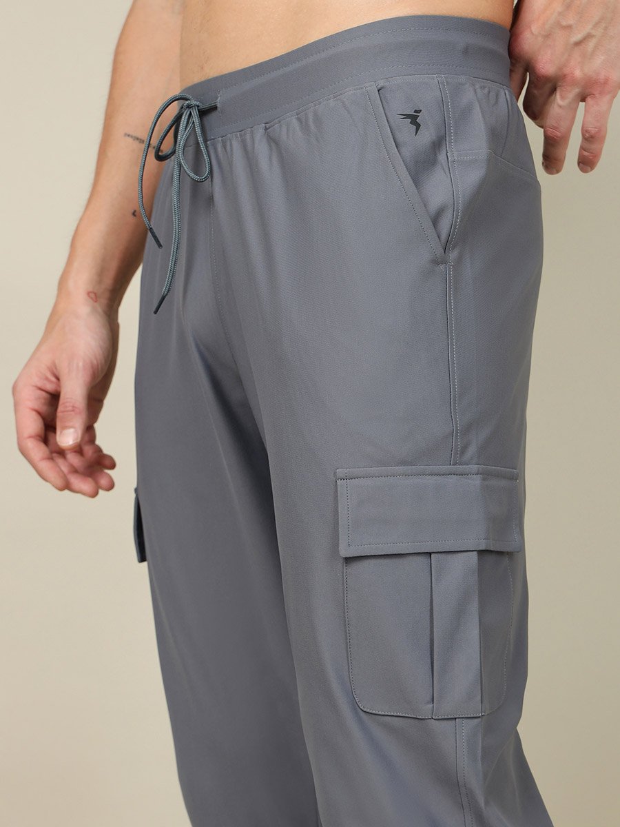Men Solid Slim Fit Cargo Track Pants with DURACOOL+
