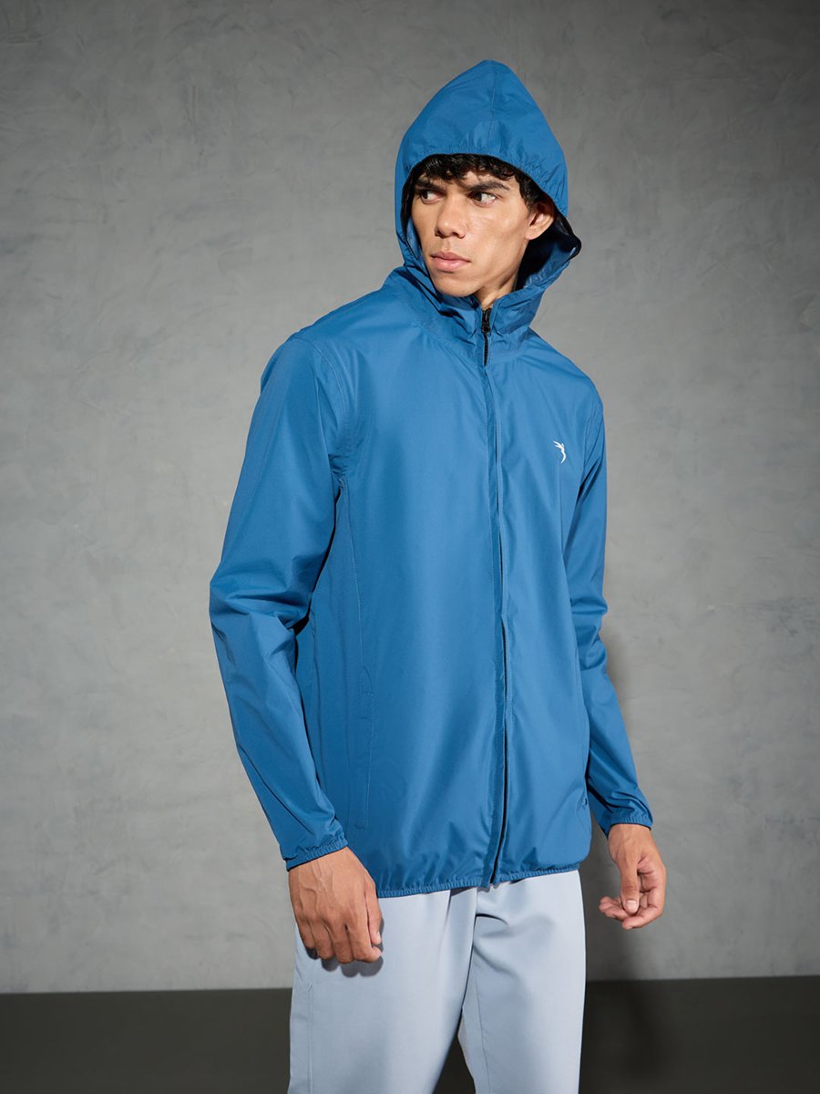Solid Hooded Zipper Jacket
