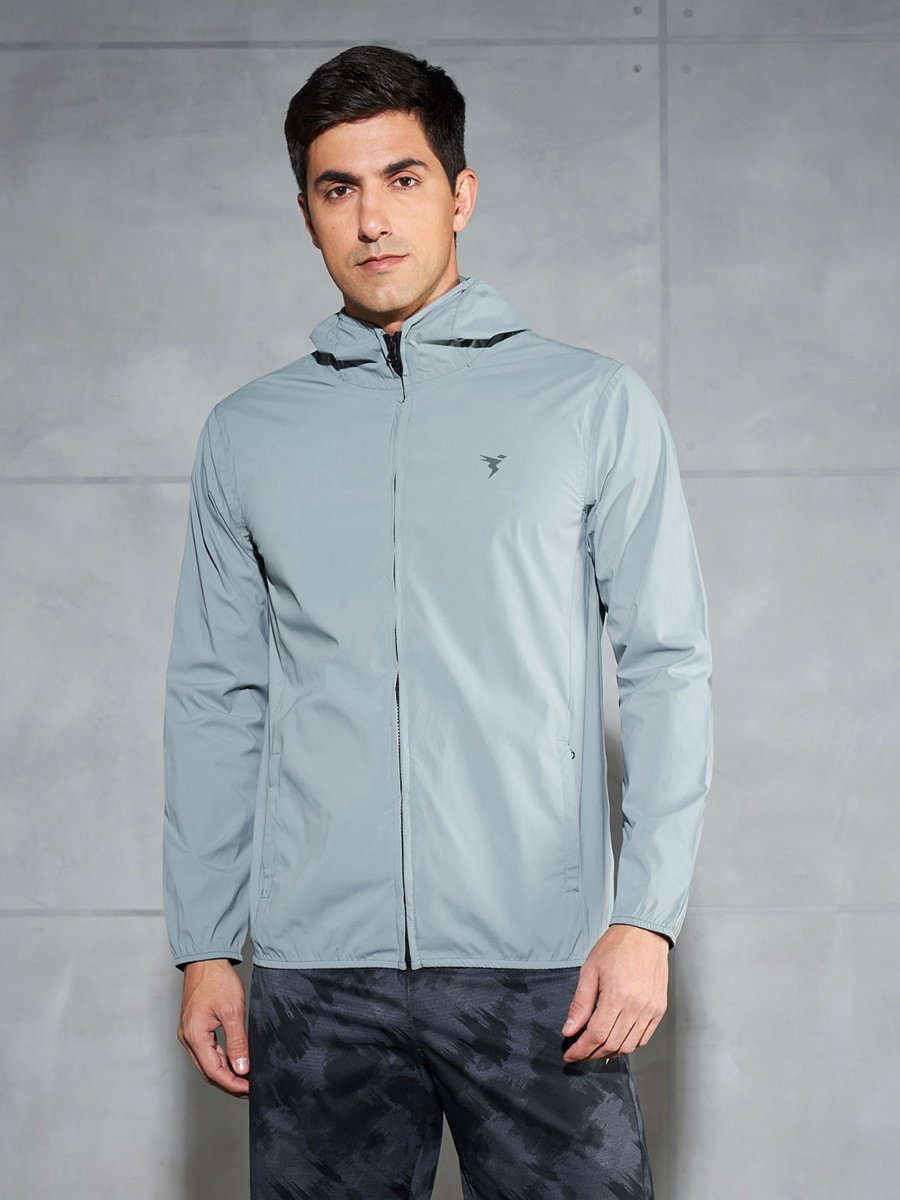 Solid Hooded Zipper Jacket