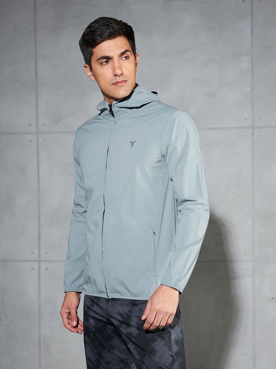 Solid Hooded Zipper Jacket
