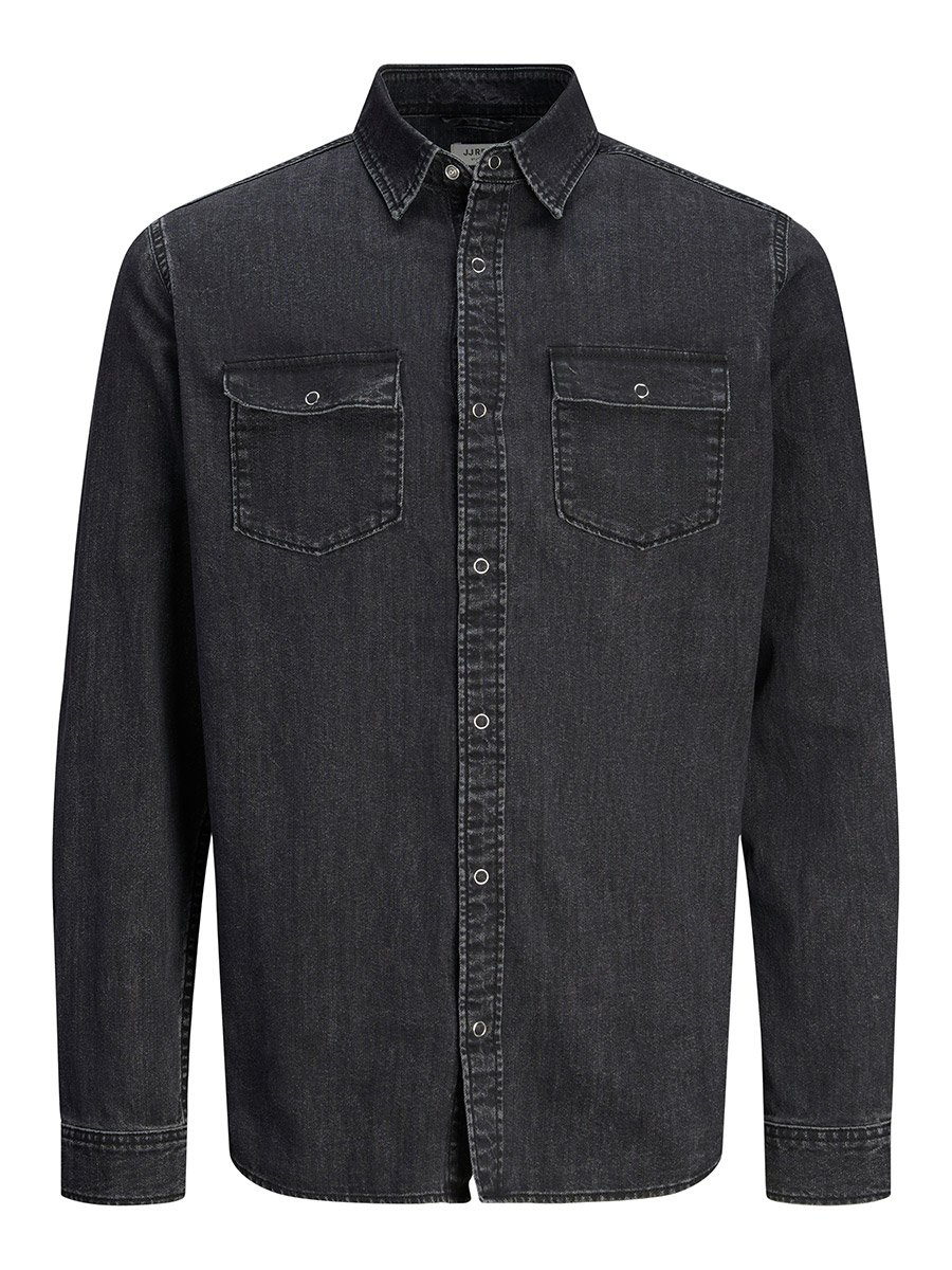 Faded Denim Shirt with Flap Pockets
