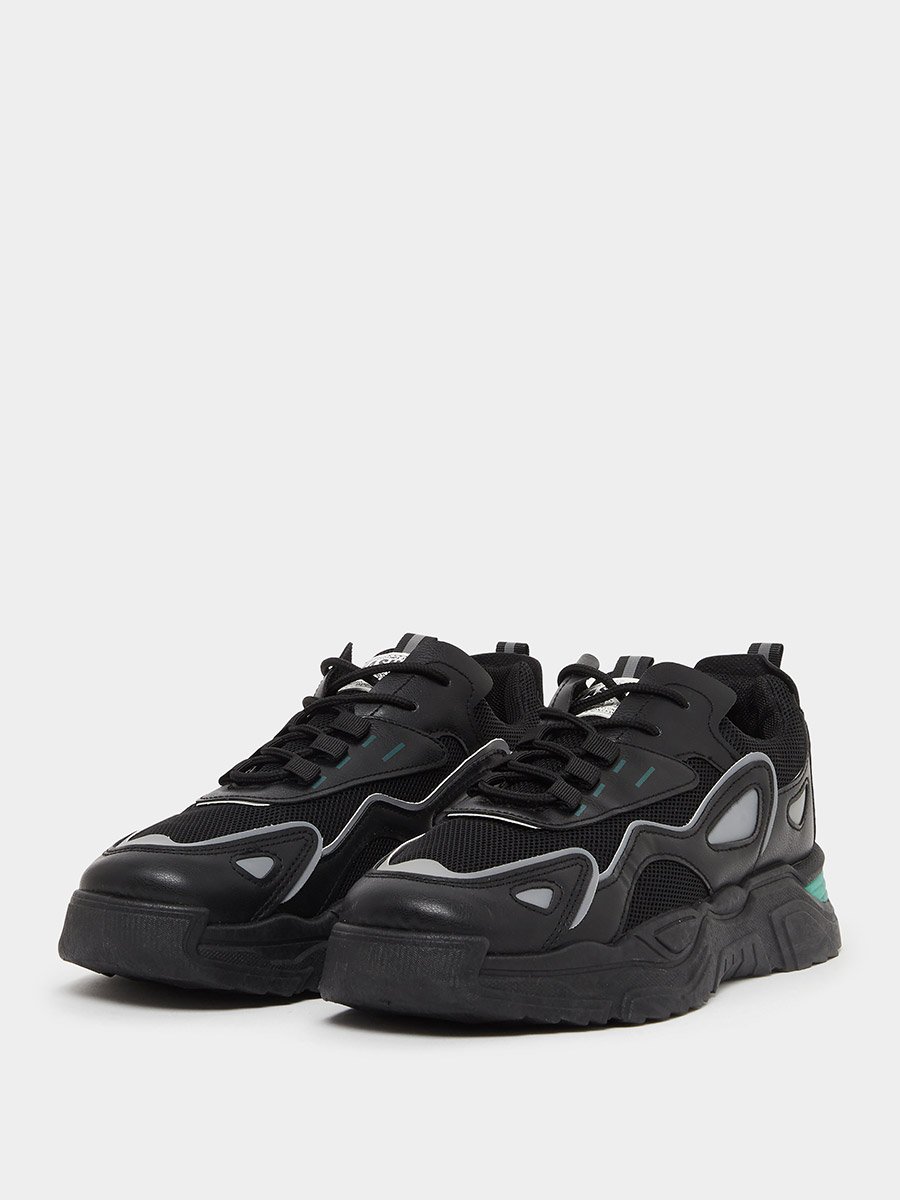 Chunky Sole Color Block Lace Up Sneakers