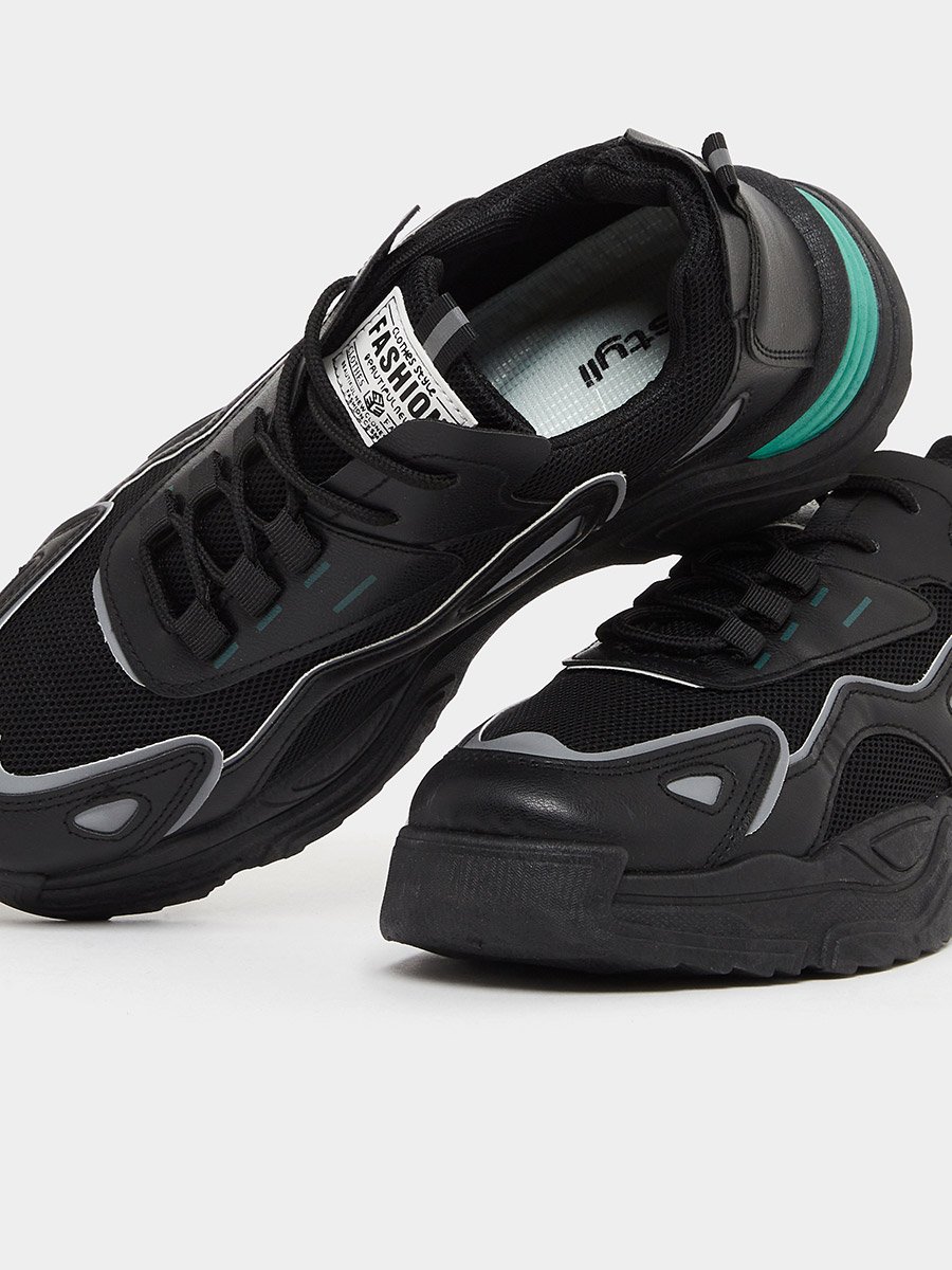 Chunky Sole Color Block Lace Up Sneakers
