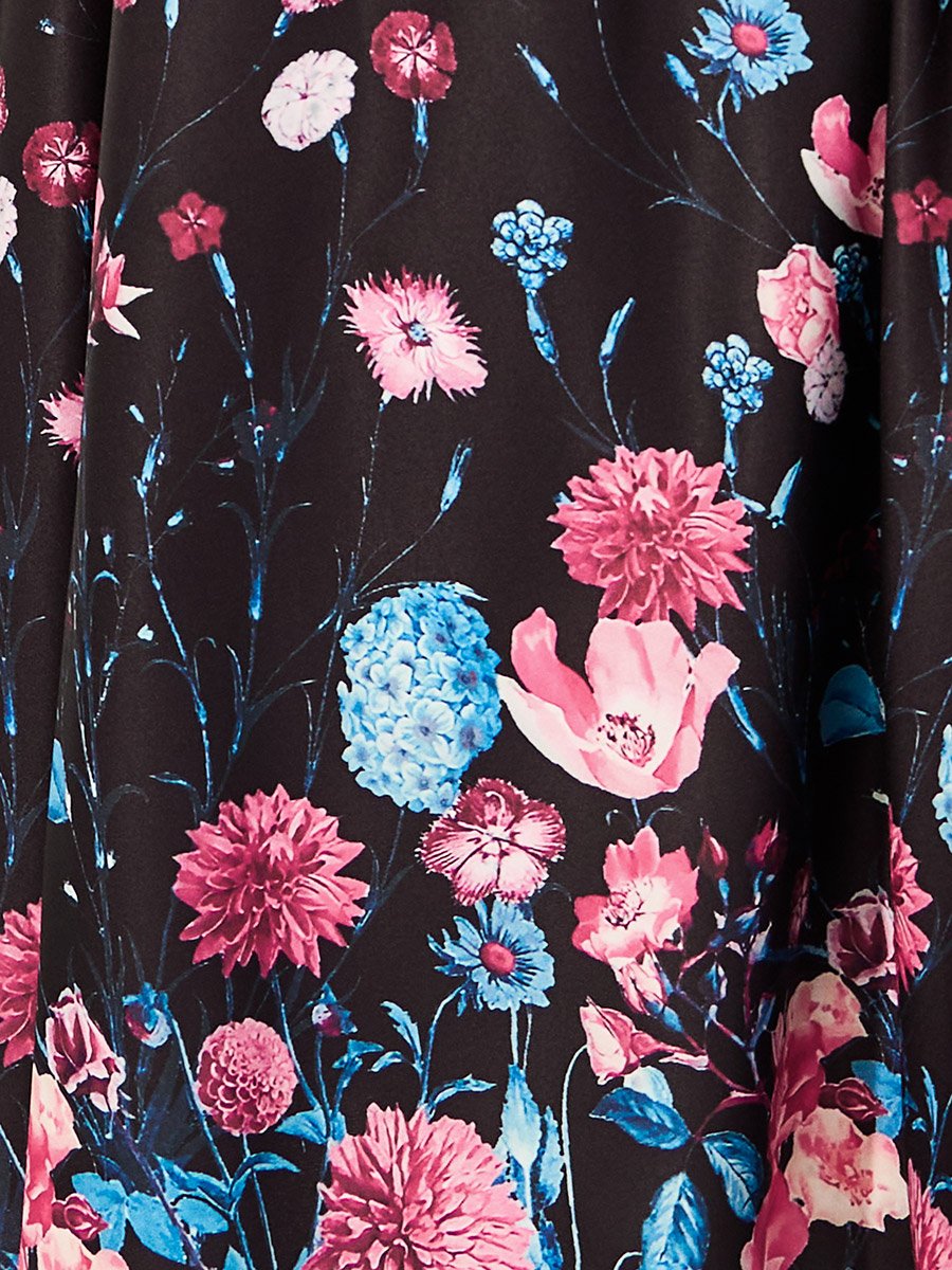 Plus Size Floral Print Off Shoulder Midi Dress