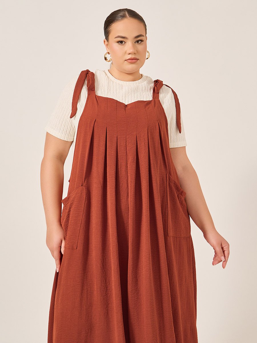 plus size midi pinafore dress Plus 'Joy' Cotton Blend Plaid Pinafore Midi Dress FINAL SALE Burgundy / 3X