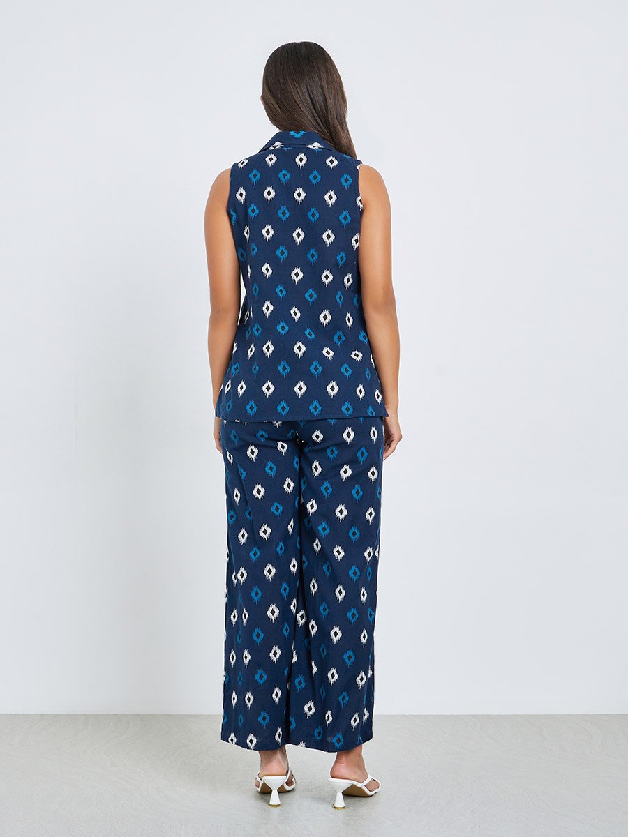 Oversized Printed Vest and Straight Fit Pants Co-Ords