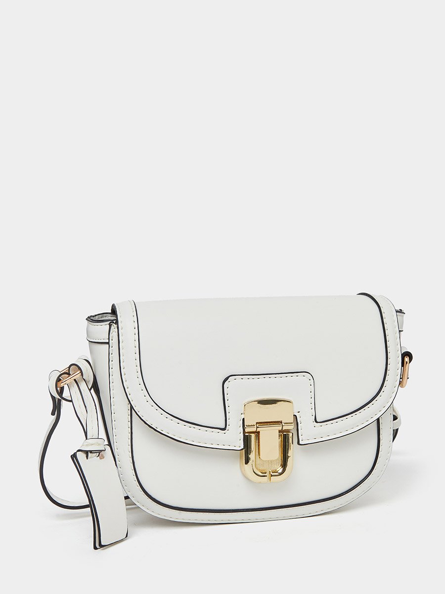 Contrast Stitch Shoulder Bag with Adjustable Strap