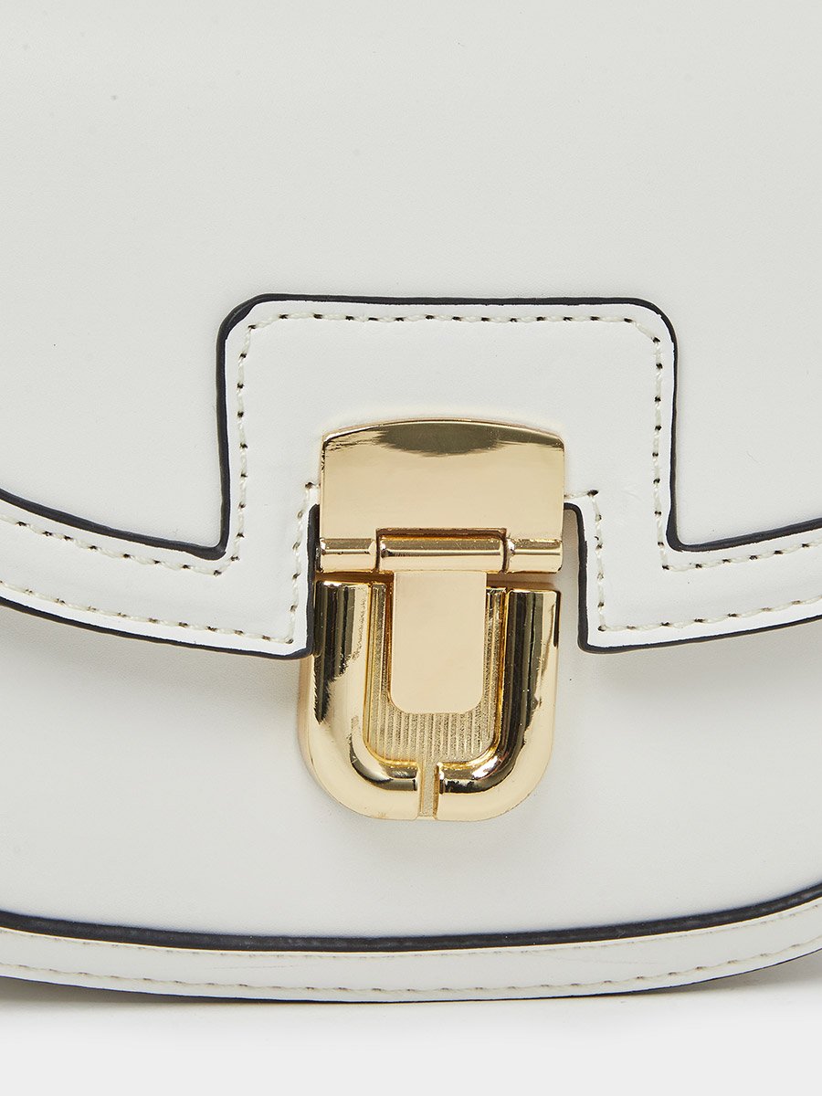 Contrast Stitch Shoulder Bag with Adjustable Strap