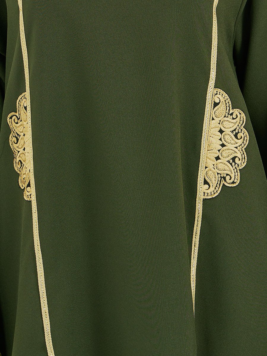 Lace Detail Notch Neck A-Line Jalabiya