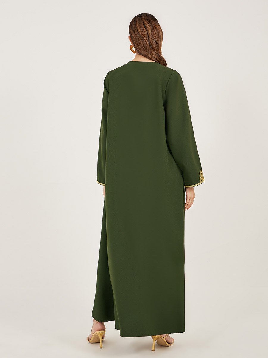 Lace Detail Notch Neck A-Line Jalabiya