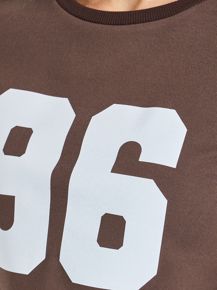 Varsity Print Short Sleeve Cropped Fitted T-Shirt