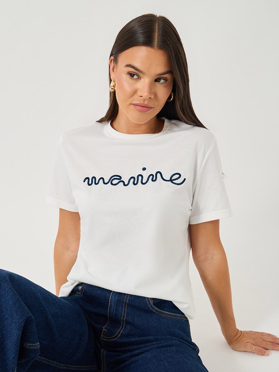 3D Embroidered Short Sleeve Regular Fit T-Shirt