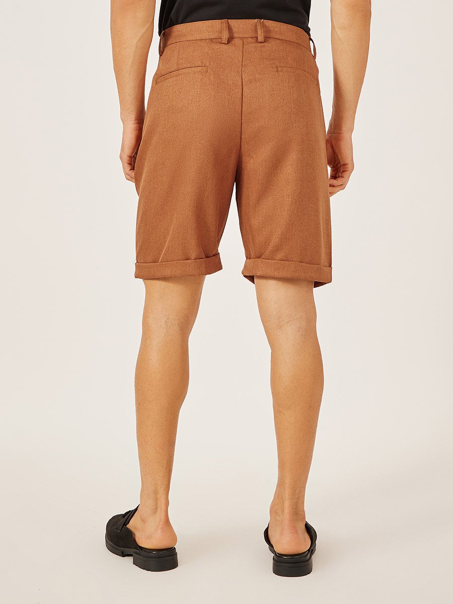 Solid Turn-Up Hem Bermuda Shorts