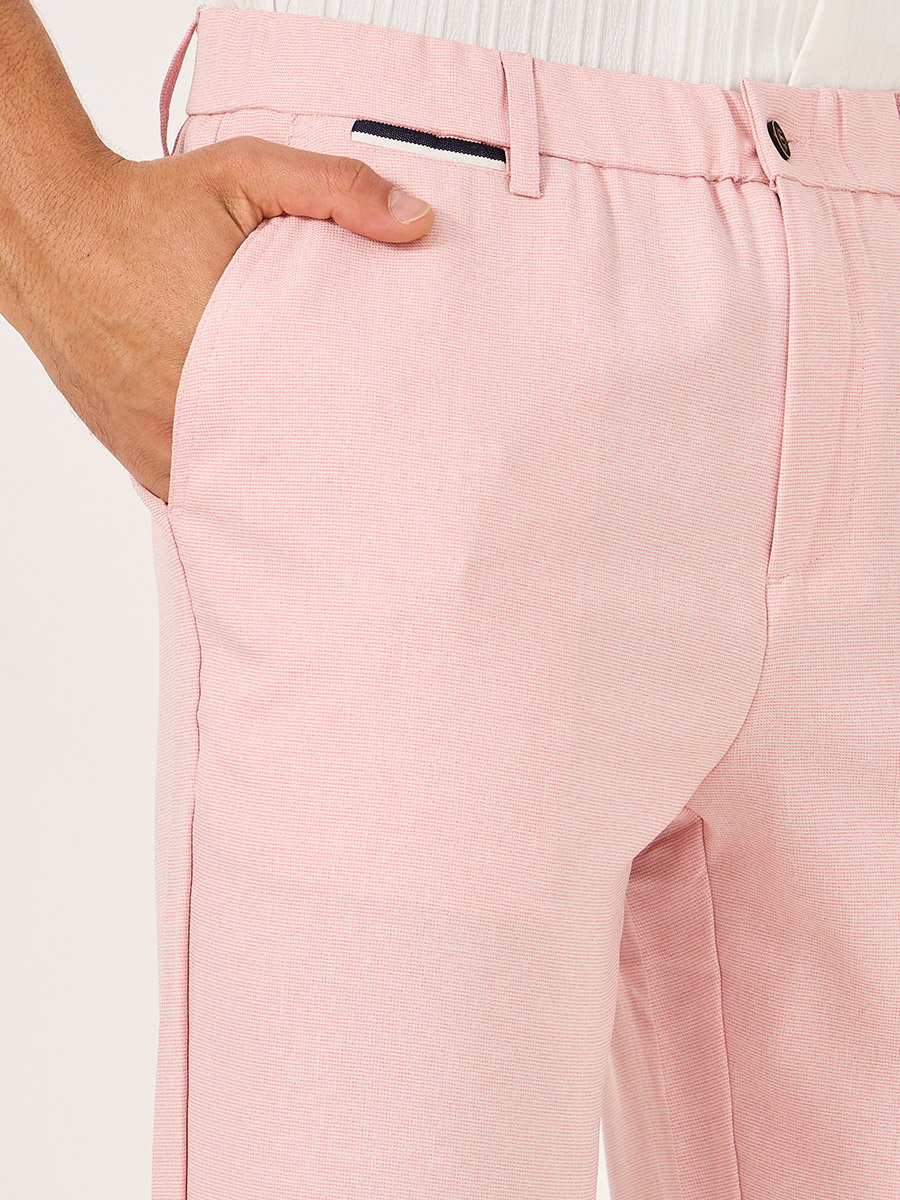 Solid Flat Front Relaxed Fit Pants with Slant Pockets