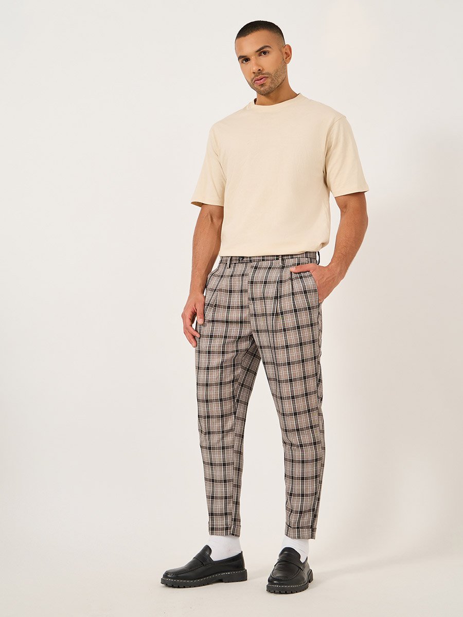 Relaxed Fit Plaid Pants 