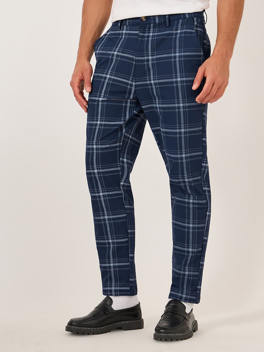 Plaid Flat Front Relaxed Fit Pants
