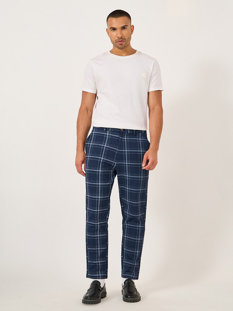 Plaid Flat Front Relaxed Fit Pants