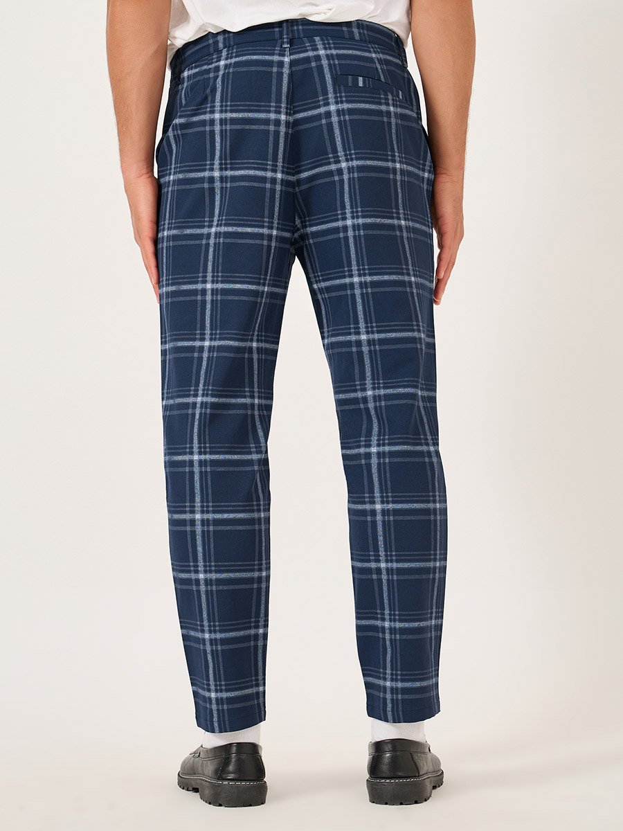 Plaid Flat Front Relaxed Fit Pants