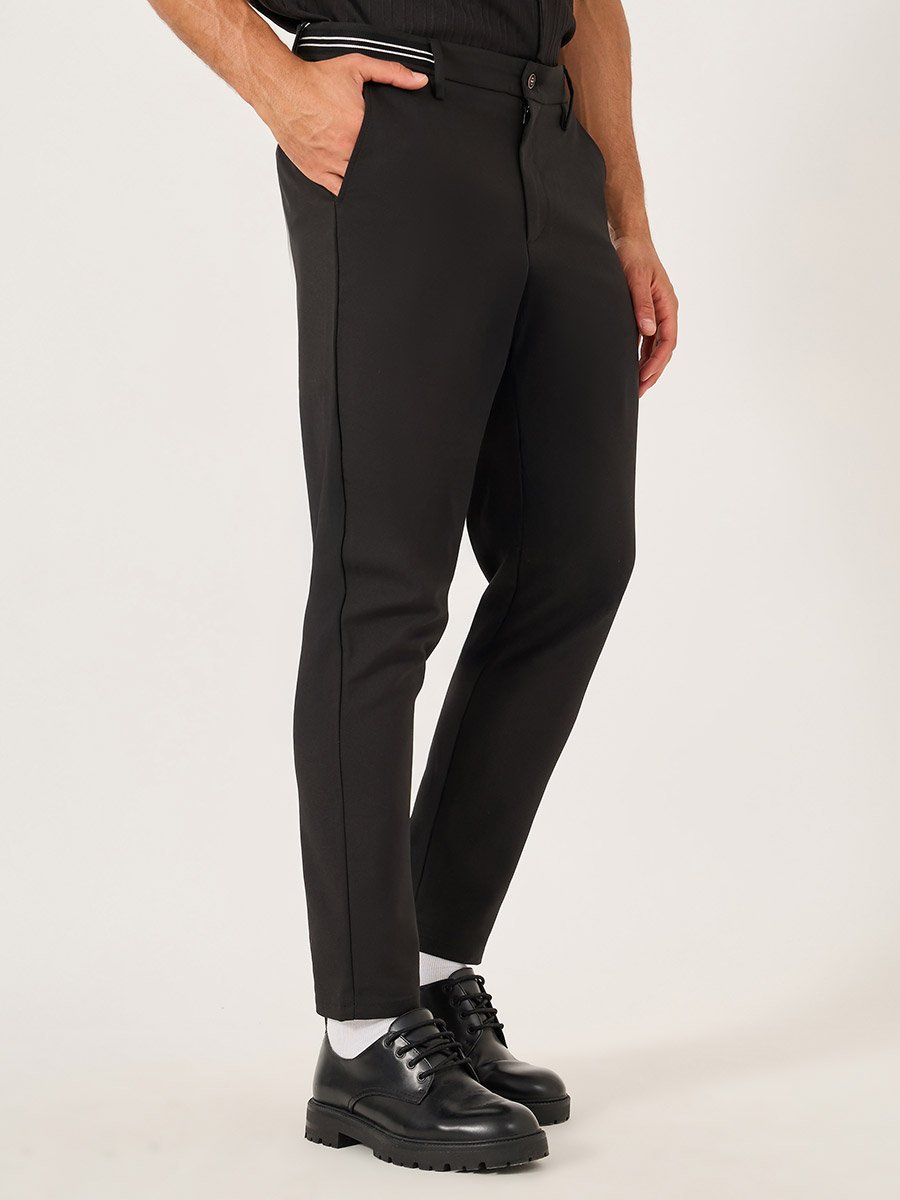 Solid Slant Pocket Tapered Pants