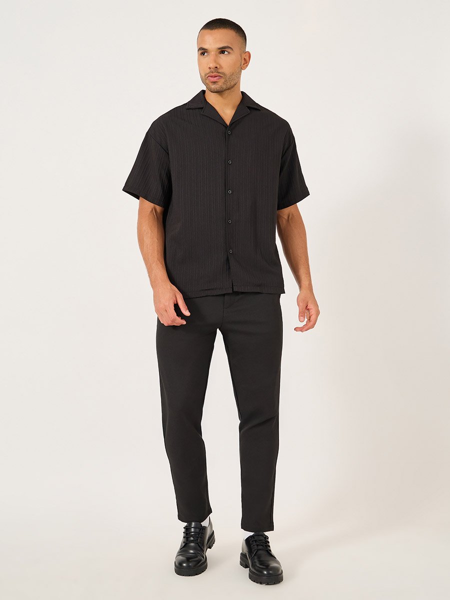 Solid Slant Pocket Tapered Pants