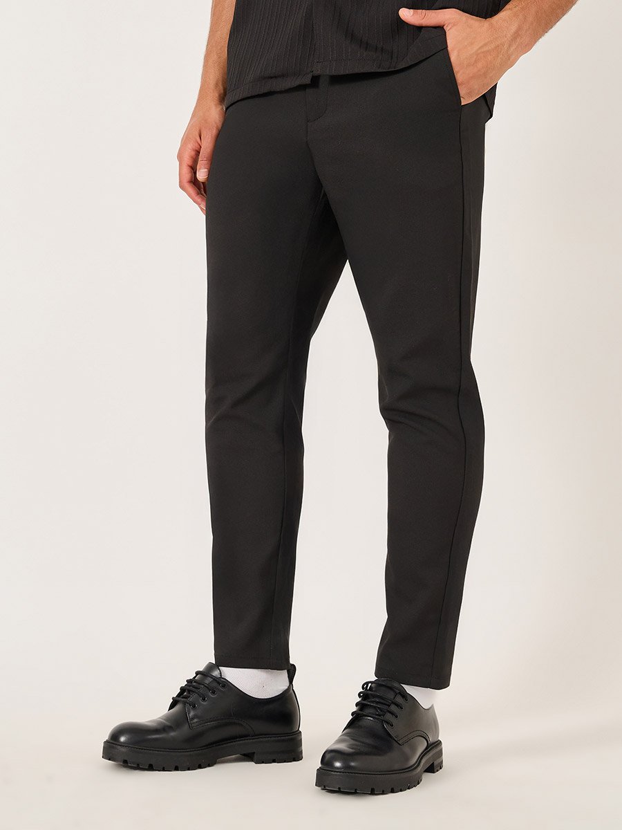 Solid Slant Pocket Tapered Pants