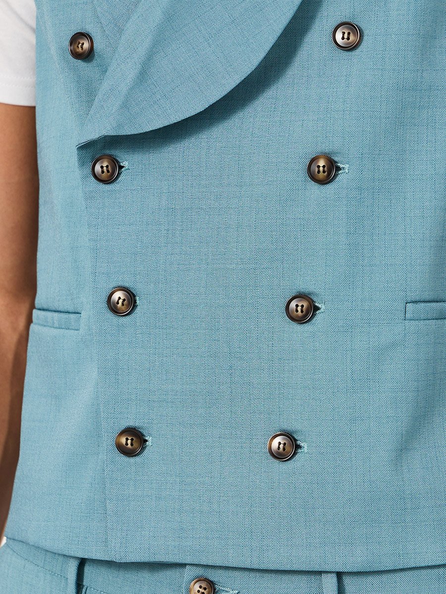 Solid Double Breasted Blazer Vest and Pants Co-Ords