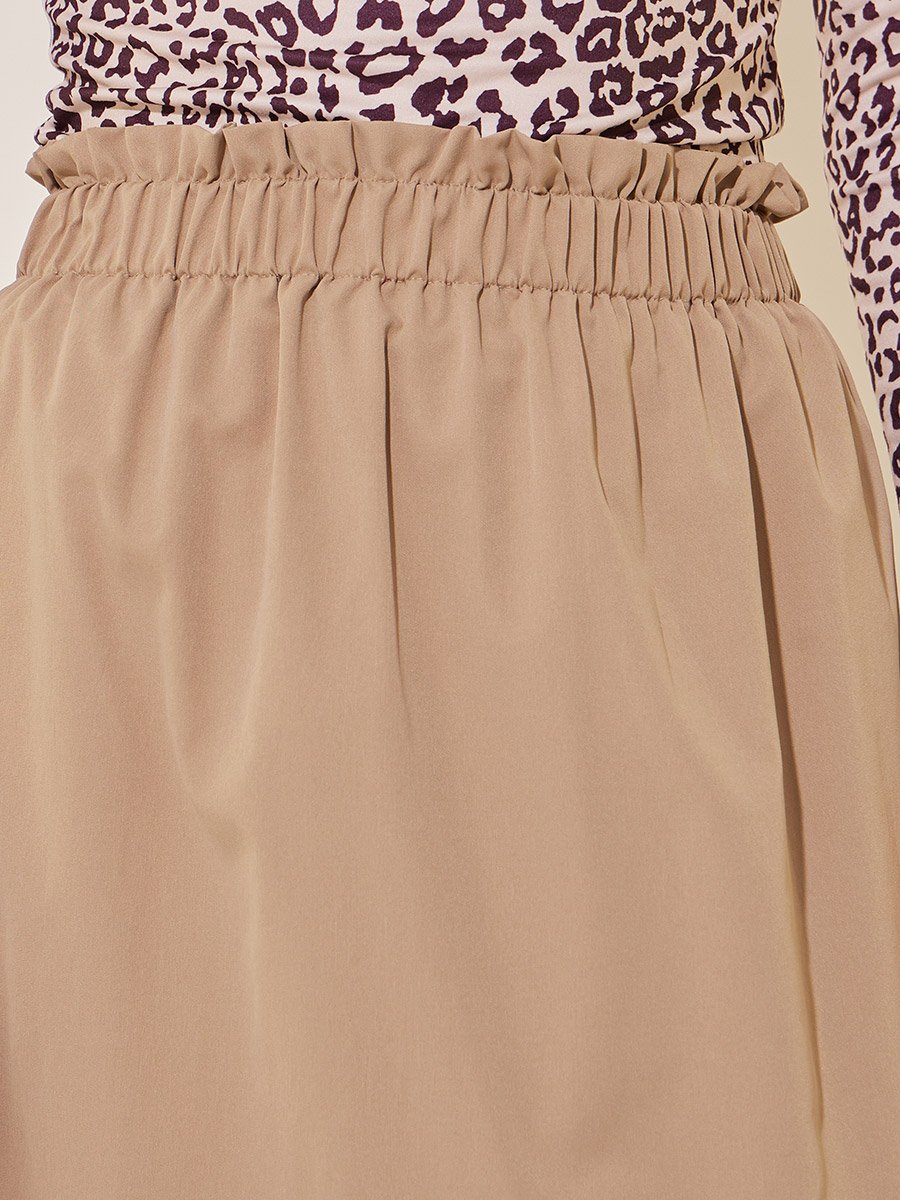 Solid High Rise Midi Skirt