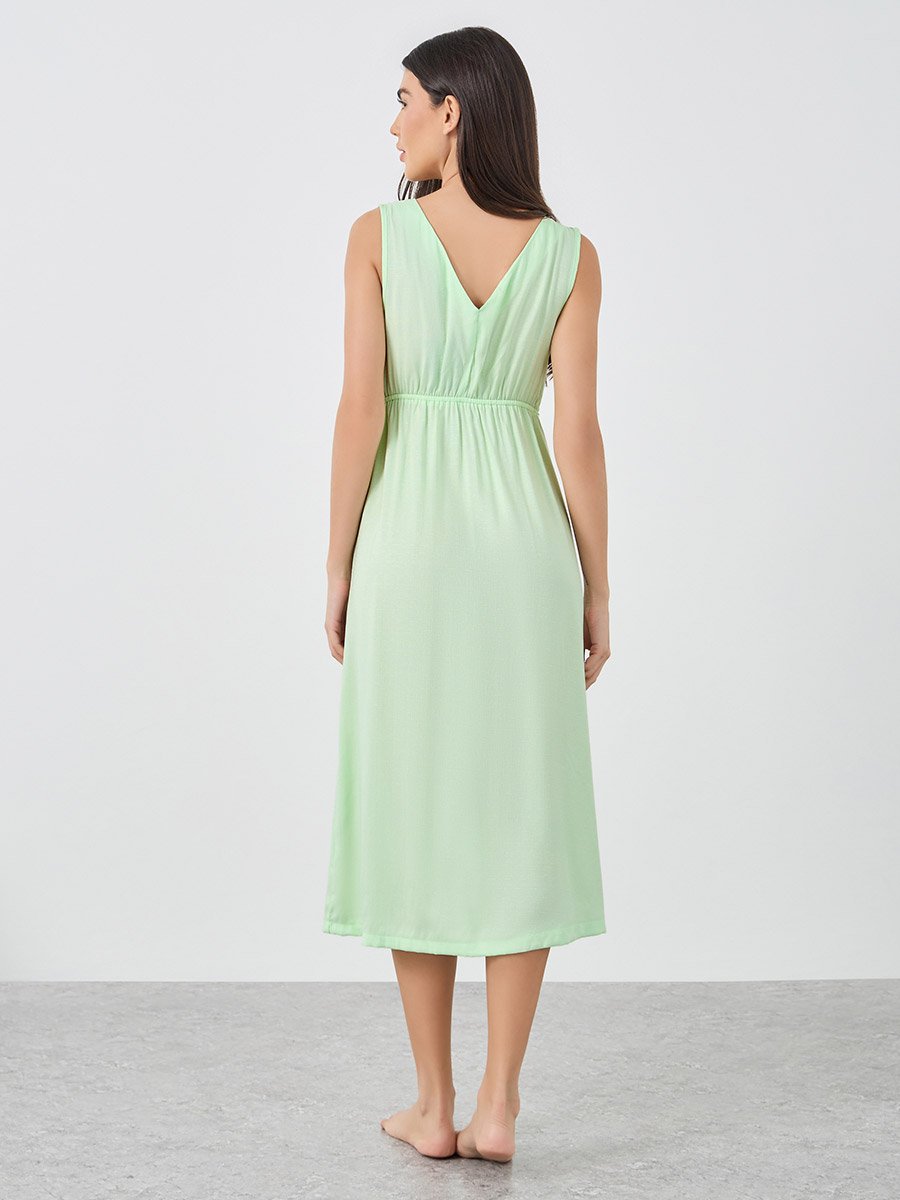 Textured V-Neck Sleeveless Nightdress