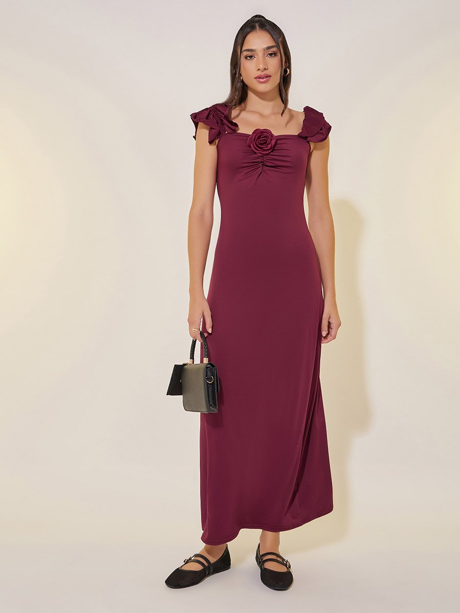 burgundy bardot dress Burgundy Desire main image 0
