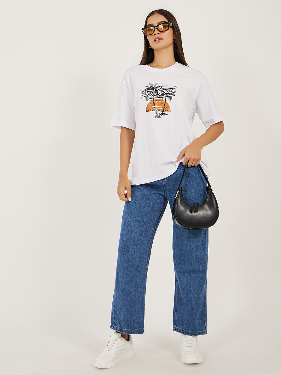 Graphic Print Short Sleeve Oversized T-Shirt