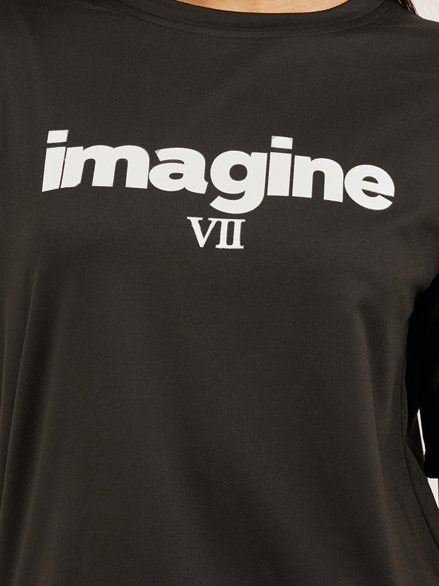 Slogan Print Round Neck Short Sleeve T-Shirt