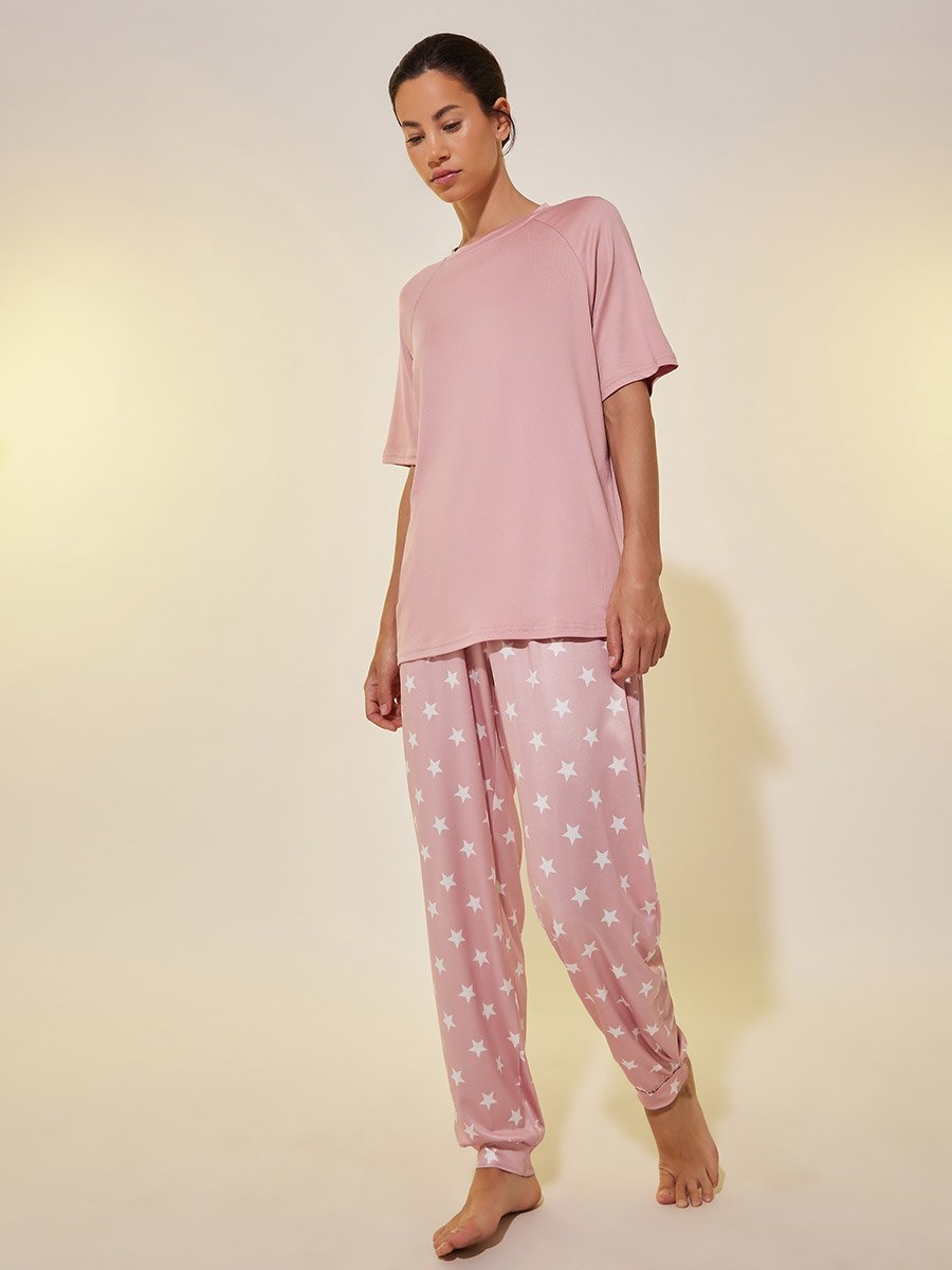 Round Neck Short Sleeve T-Shirt and Joggers Set