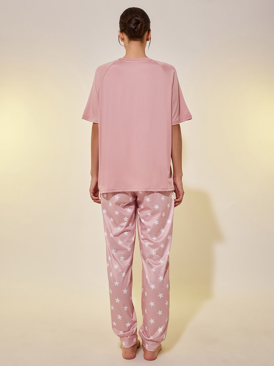 Round Neck Short Sleeve T-Shirt and Joggers Set
