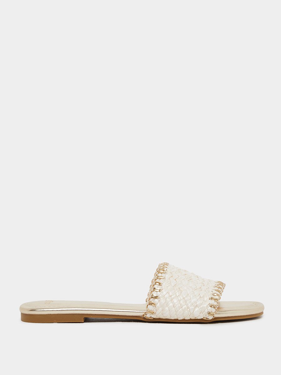 Woven Design Open Toe Flat Sandals