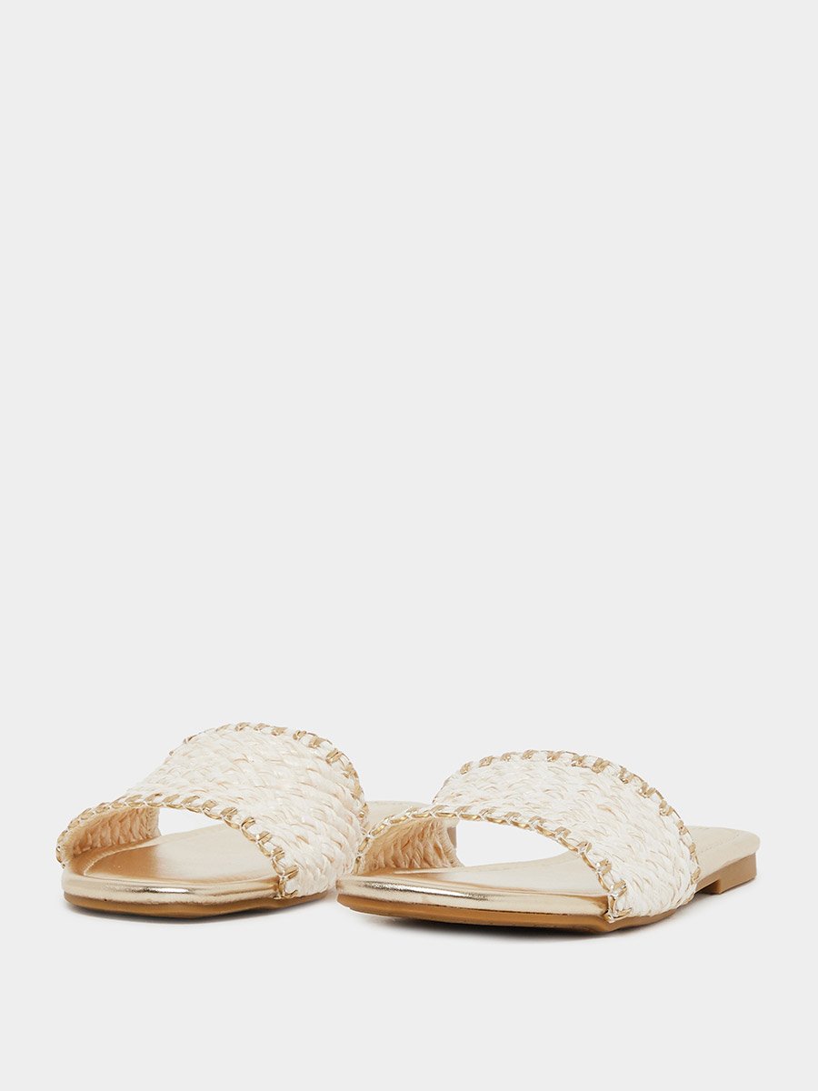Woven Design Open Toe Flat Sandals