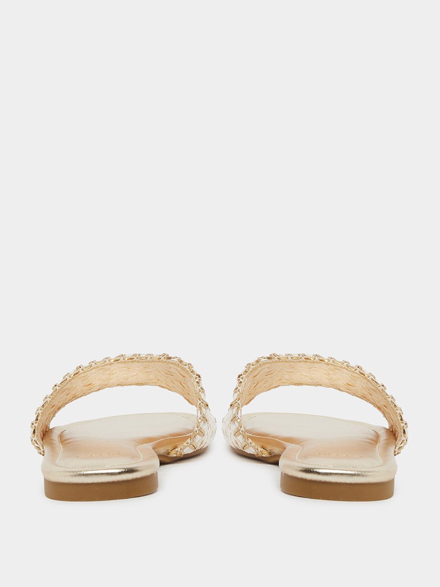 Woven Design Open Toe Flat Sandals