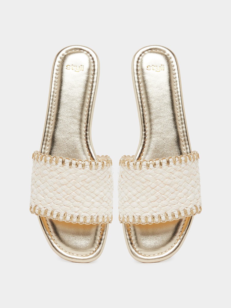 Woven Design Open Toe Flat Sandals