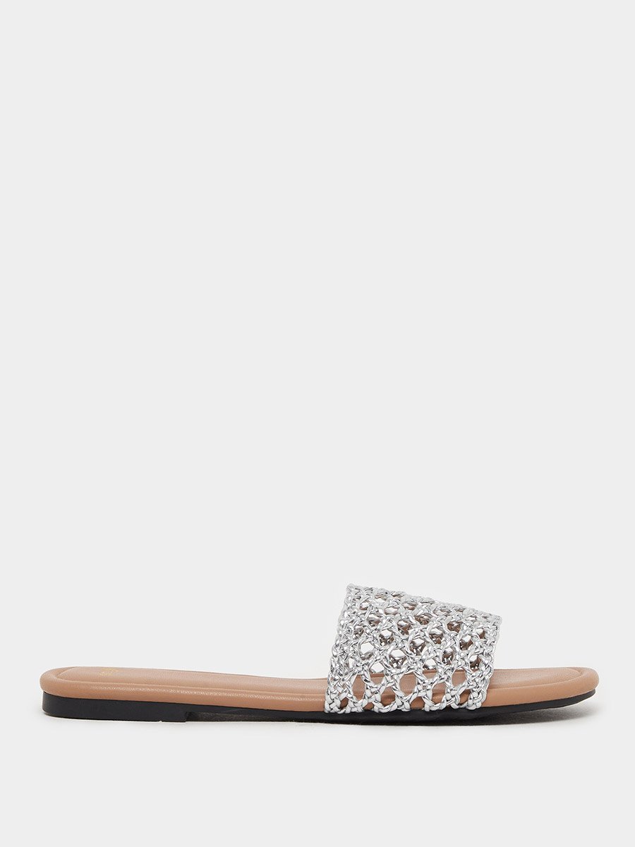 Woven Design Open Toe Flat Sandals