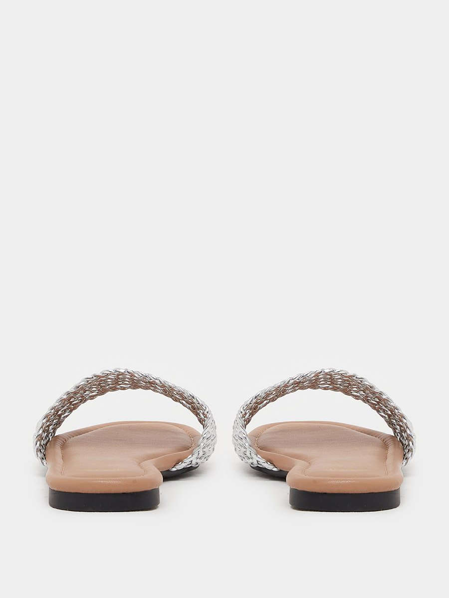 Woven Design Open Toe Flat Sandals