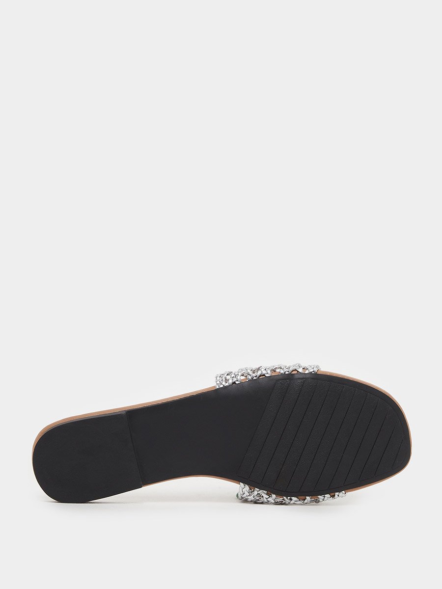 Woven Design Open Toe Flat Sandals