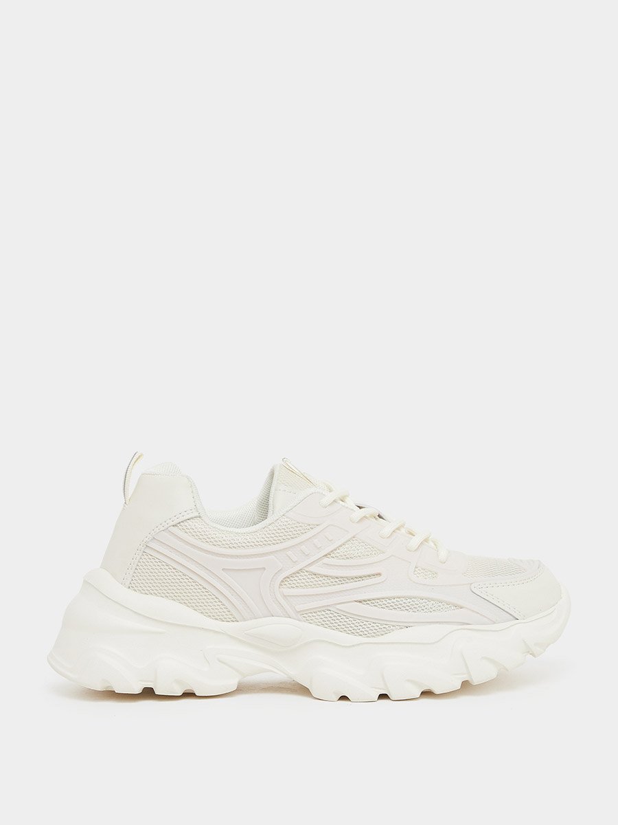 Chunky Sole Lace Up Panelled Sneakers